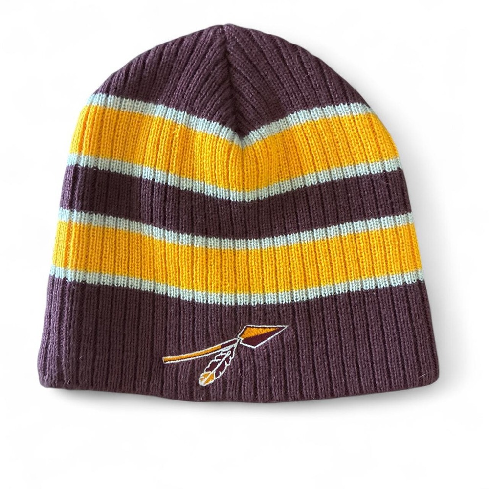 Preowned NFL Washington Redskins beanie with horizontal stripes Y2K